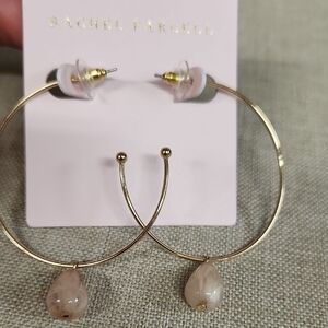 Rachel Parcell Gold and Cream Earrings Minimalist Design